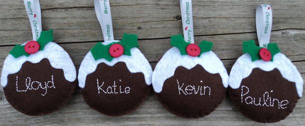 Personalised Felt Christmas Puddings