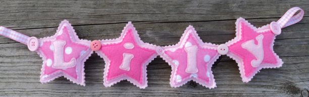 Felt Pink Star Rainbow Banner Polkadot
