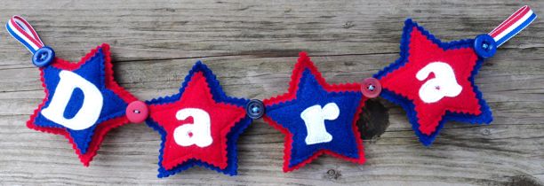 Felt Star Name Banner Blue Red White