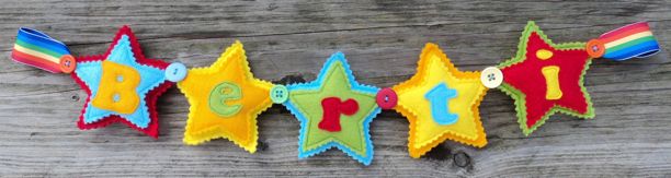 Felt Star Rainbow Banner Blue Green Orange Red Yellow