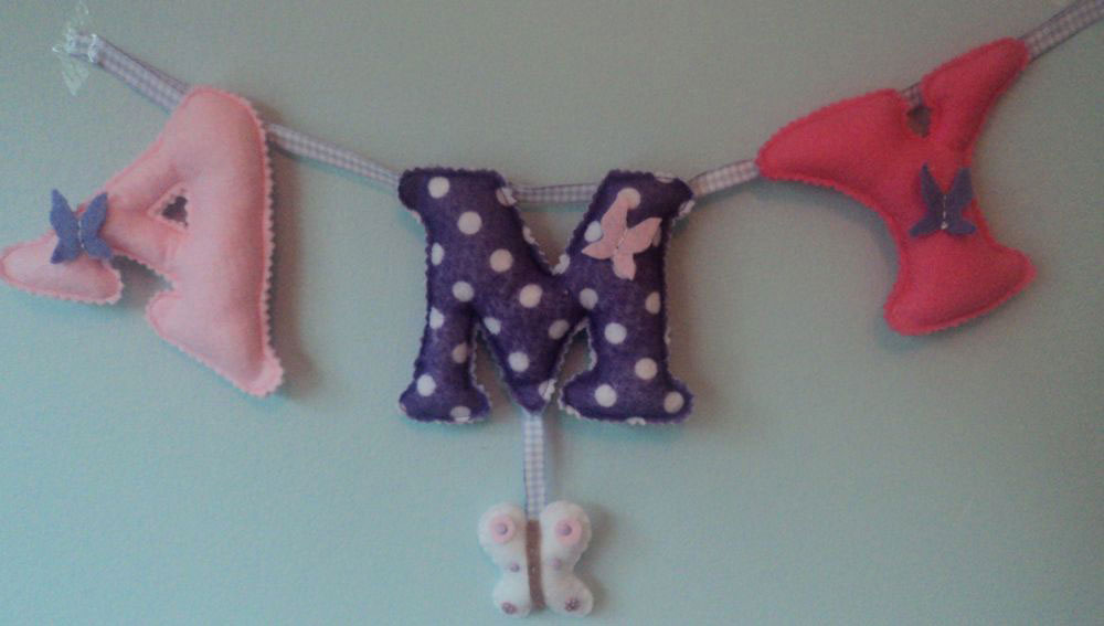 Large letters Name Banner — with a small butterfly hanging. £12 for up to four letters. £2 for each additional letter. Each of the letters are 4½ inches tall — the length of the banner will depend on the letters used (as some letters are wider than others) and the number of letters required. These can be done in any combination of colours. Large letters Name Banner — with a small butterfly hanging. £12 for up to four letters. £2 for each additional letter. Each of the letters are 4½ inches tall — the length of the banner will depend on the letters used (as some letters are wider than others) and the number of letters required. These can be done in any combination of colours.
