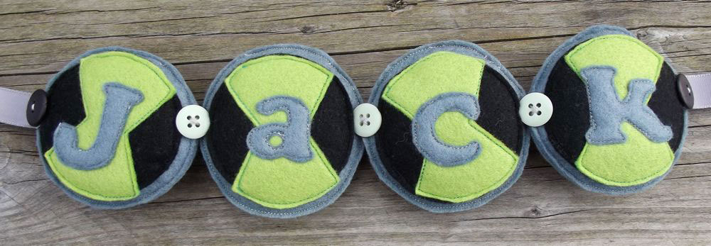 Ben 10 Omnitrix Name Banner. £12 for up to four letters, each additional letter is £2. This one is priced at £12. Each shape is 3½ inches tall and usually the same width. These can be done in any combination of colours. Ben 10 Omnitrix Name Banner. £12 for up to four letters, each additional letter is £2. This one is priced at £12. Each shape is 3½ inches tall and usually the same width. These can be done in any combination of colours.